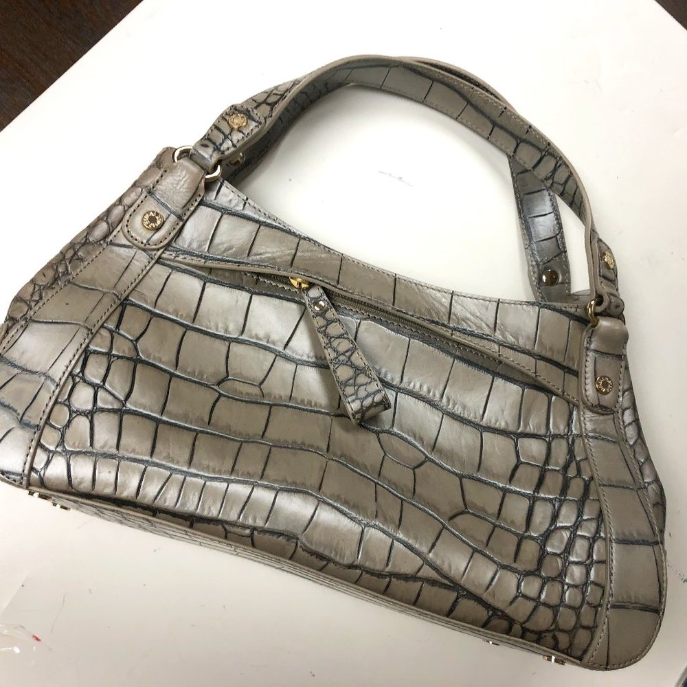 Women Monsac Leather structured handbag crock embossed NWOT